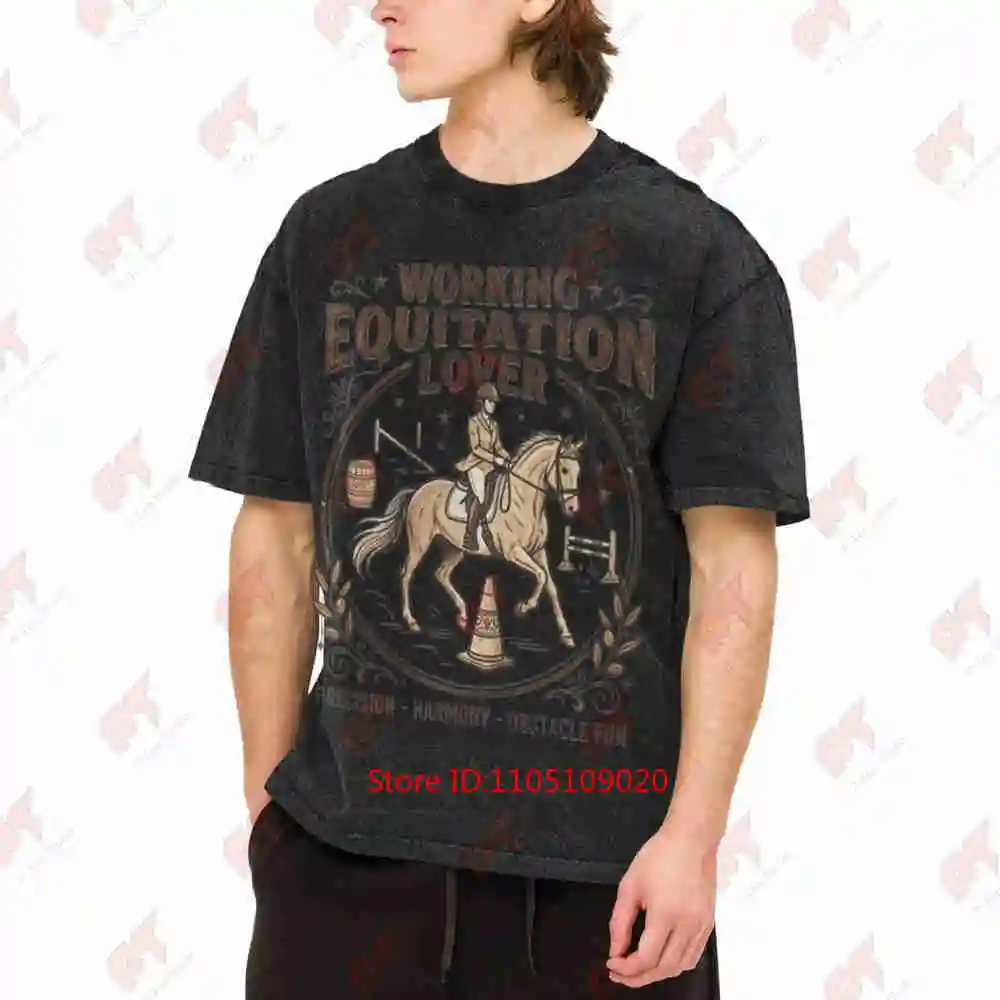 Working Equitation Horse Riding Obstacle Equestrian Rider Trainer Vintage Washed Tee Pure Cotton T-Shirt