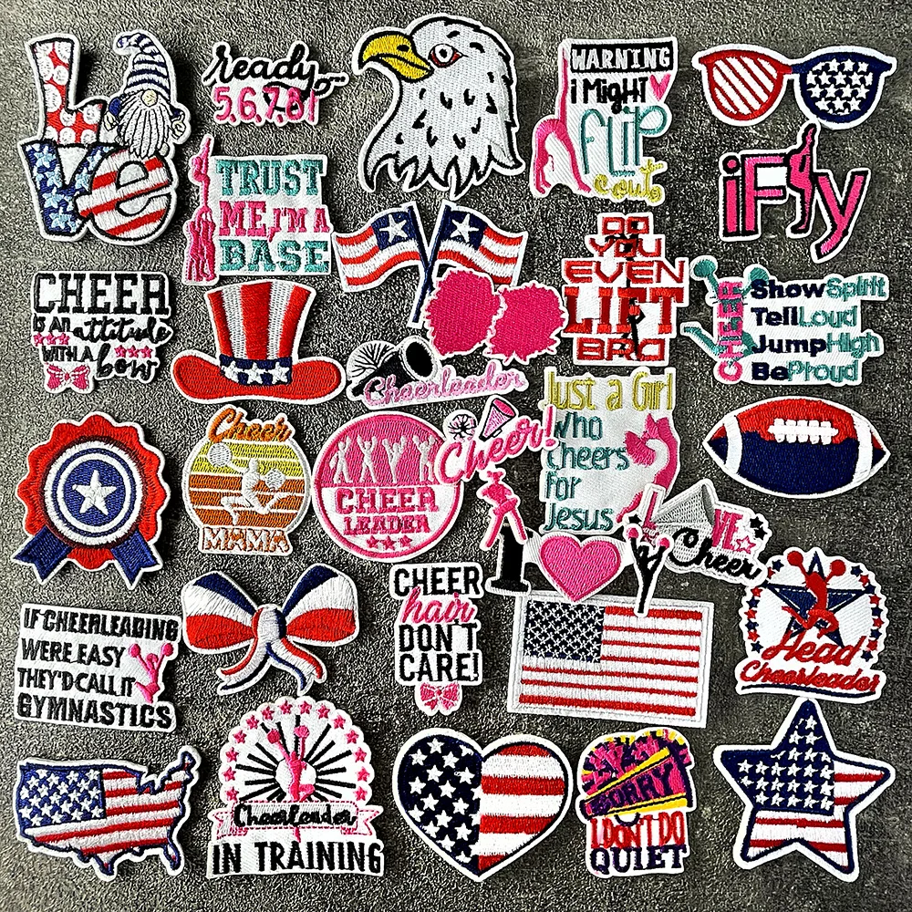 Love Star Cheerleading Team Iron on Patches for Clothing Embroidered Sewing Applique Repair Damage Decoration Modify Patch