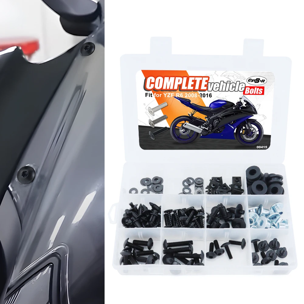 

Motorcycle Complete Full Fairing Bolts Kit Fit For Yamaha YZF R6 2008-2015 2016 YZF-R6 YZFR6 Fairing CIips Nuts Screws Grommets