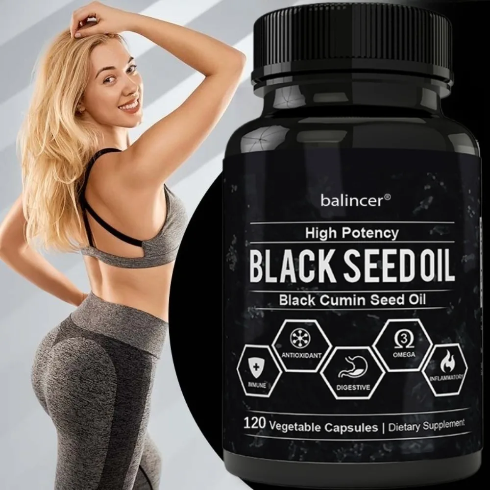Vegan Black Seed Oil Capsules -Non-GMO, Supports Immune System, Respiratory Health, Dietary Supplements