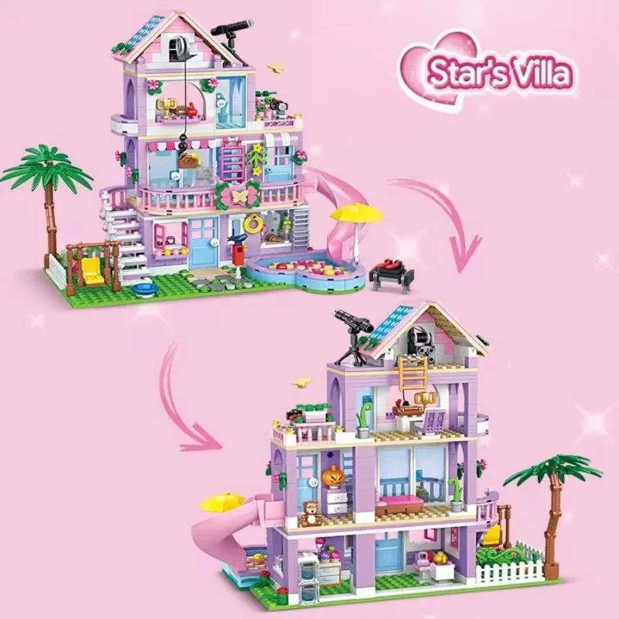 775PCS Summer Pool Villa MOC Building Blocks Set, STEM DIY House Model with Slide, Birthday Holiday  Gift for Girls Kids & Teens - view 2