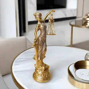 Theis Göttin der Justizstatue, zarte griechische Mythologiestatue von Harz, glamouröse Ornamente, Skulptur Knight Angel, Vintage House, Desktop -Dekoration 12 Hauptverkaufsstatue Justiz - №8