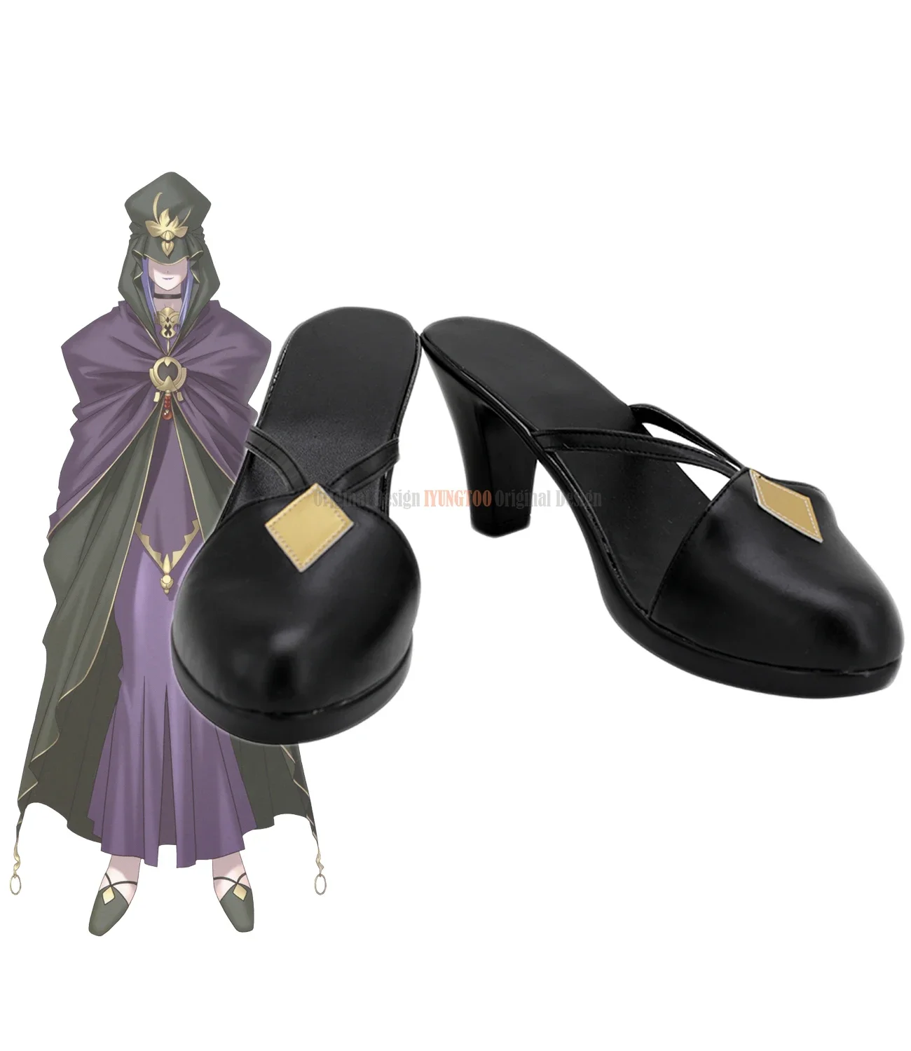 Zapatos FGO Medea para Cosplay, zapatos de Cosplay Fate Stay Night Medea, sandalias de cuero negro hechas a medida