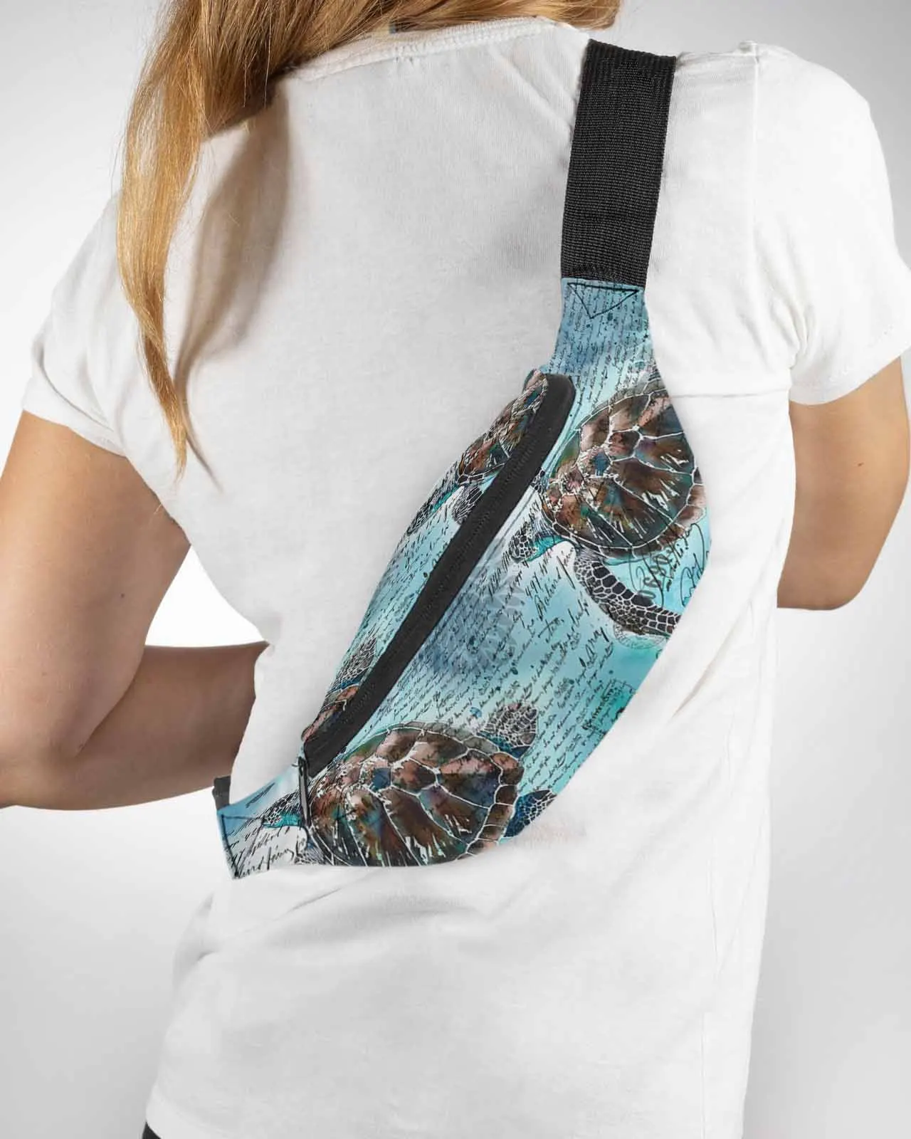 Summer Ocean Turtle Watercolor Retro  Men Women Waist Bag Fanny Pack Belt Bag Wallet Pouch Waterproof Banana Hip Bags