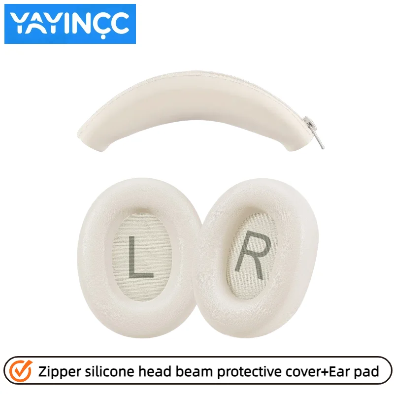 YAYINCC Ersatz-Ohrpolster aus weichem Schaumstoff / Silikon-Reißverschluss-Kopfbügelschutz für QCY H4 Gaming-Headset – Detail 5
