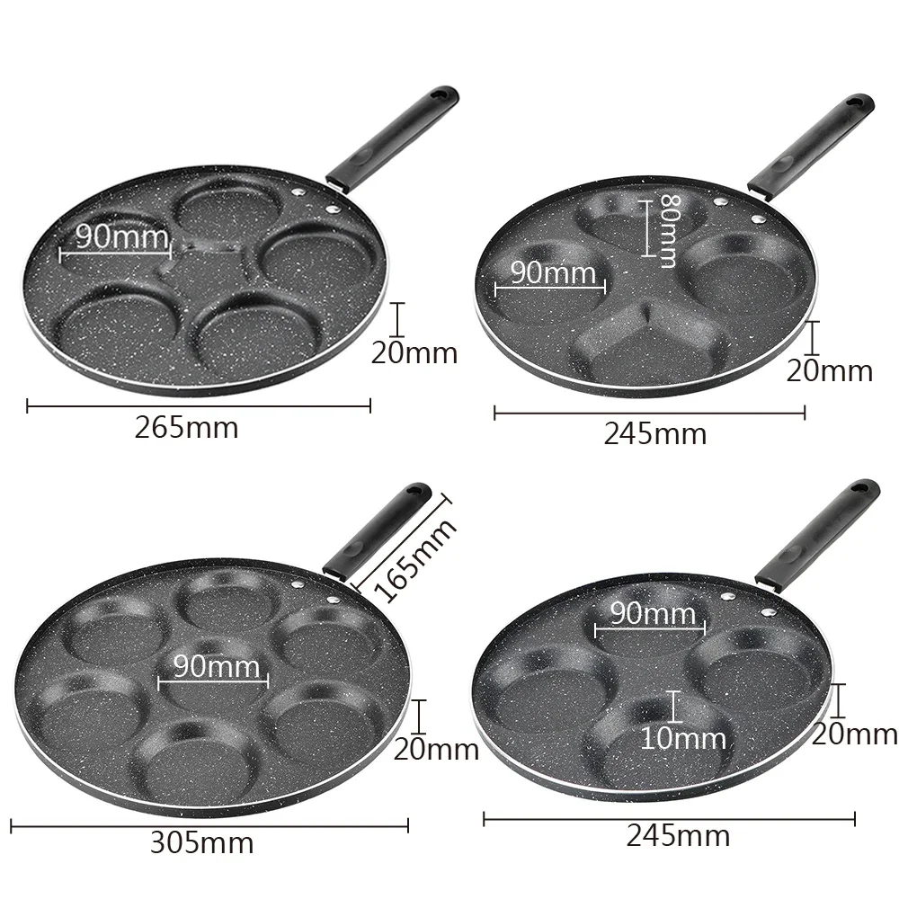 Утолщенная сковорода для омлета без масляного дыма, машина для приготовления завтрака, сковороды для яиц и ветчины, сковорода с 4/5/7 отверстиями, антипригарная сковорода для яиц, блинов, стейка