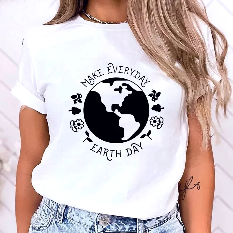 Premium T Shirt Make Everyday Earth Day T Shirts Women Casual Aesthetic Clothes Round Neck Short Sleeve Fashion Unisex Tee Tops