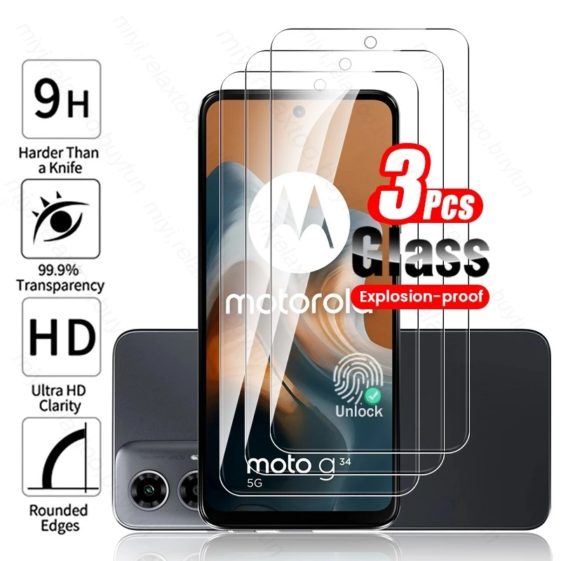 3PCS 9H Tempered Glass Screen Protectors Case For Motorola MotoG34 5G Moto Rola G04 s G14 G24 4G G54 G84 G 14 24 34 54 64 84 5G