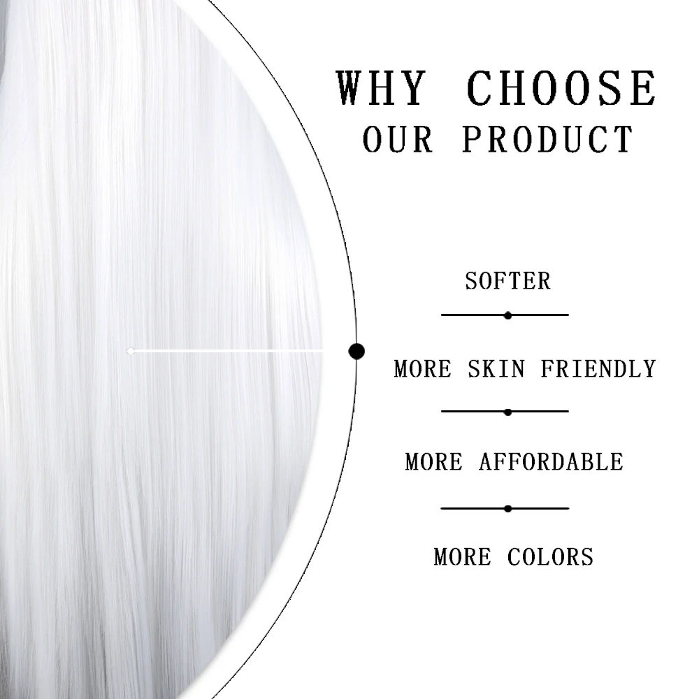 White Long Straight  Front Synthetic Wig Without Bangs For Women Hair Fibers Are Heat Resistant Cosplay Daily Wear