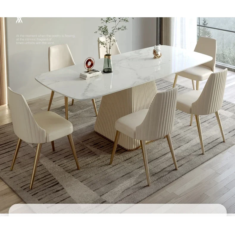 

# Для мраморного обеденного стола, мраморная столешница, простой обеденный стол с золотыми ножками, 6-местный