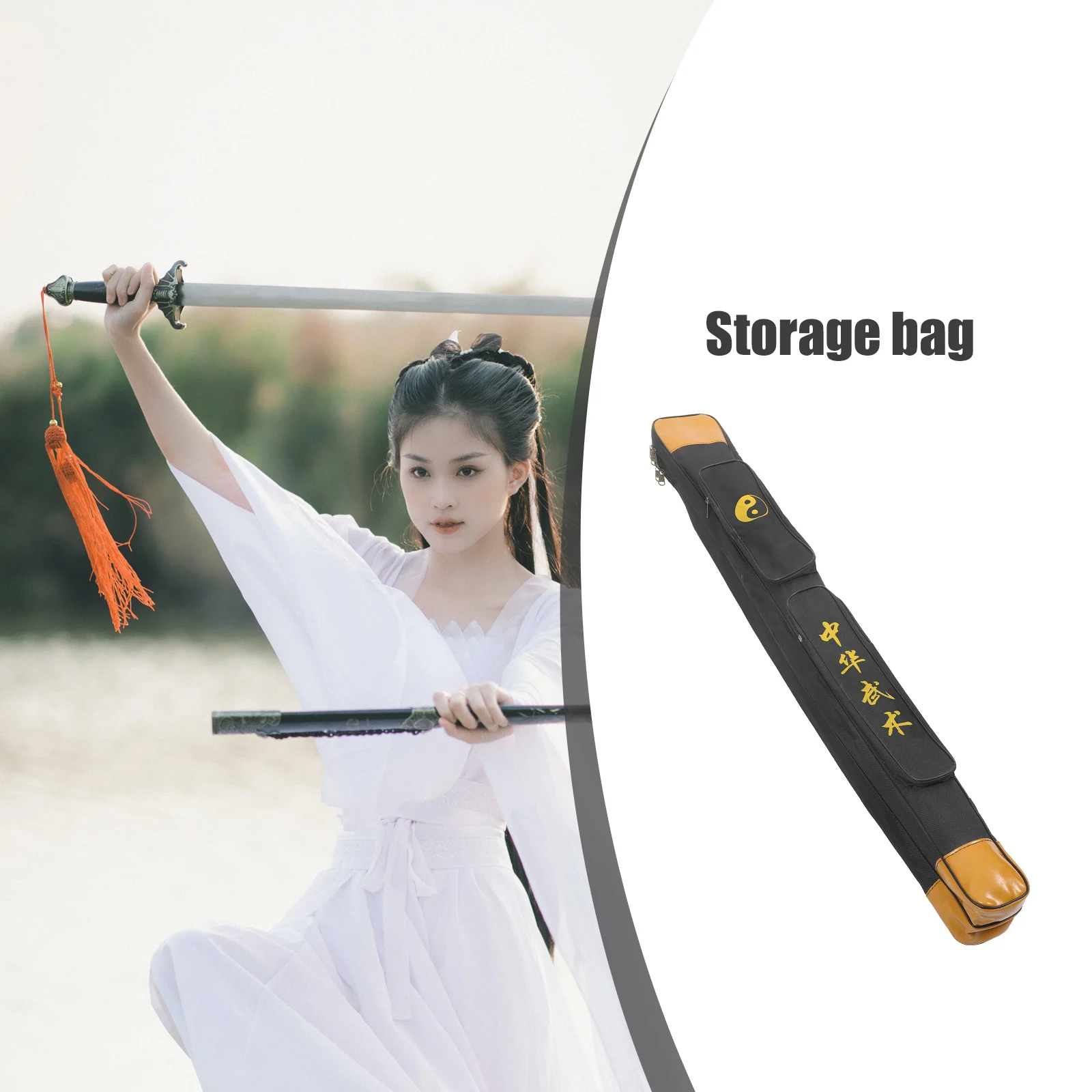 

Double Layer Bag Thick Oxford Cloth Wear-Resistant Storage Pouch With Strap Multifunctional Carry Case For Japanese Chinese Long