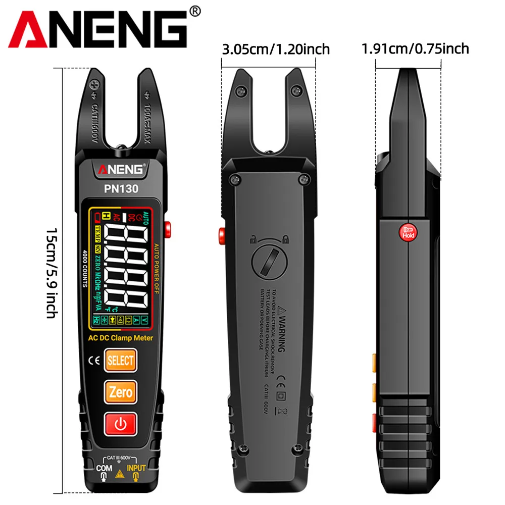 ANENG PN130 Intelligent Clamp Meter Multimeter 4000 Counts AC/DC Multifunctional Voltage Current Capacitance Resistance Testers