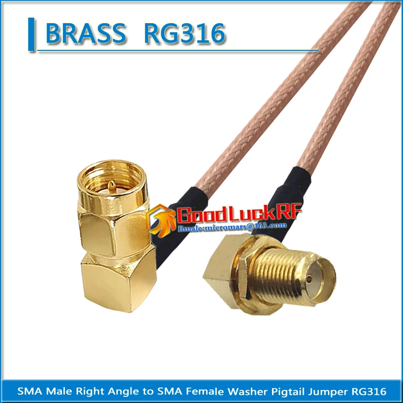 

SMA Male Right Angle 90 Degree to SMA Female Washer Nut 90 Degree Right Angle Pigtail Jumper RG316 extend Cable low loss