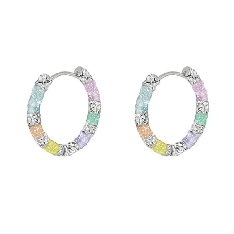 MASW Original Design Sweet Style Round Colorful Enamel Hoop Earrings For Girl Women Party Wedding Gift Fashion Jewelry