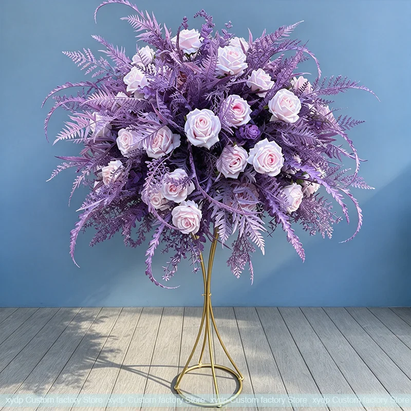 80 bis 30 cm Künstliche Luxuriöse Rosa-Weiße Rosenblütenkugel Tischdekoration Luxuriöser Hochzeitstischkranz Event-Tischdekoration Party – Detail 8