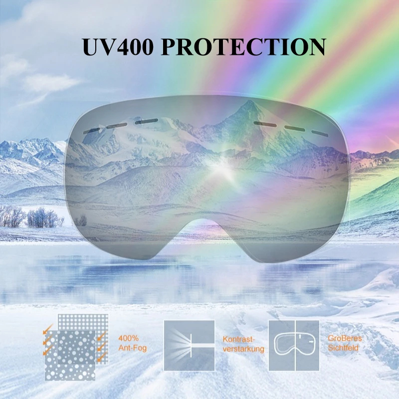 New Winter Anti-fog Men Women Ski Glasses Double Lens UV400 Snow Outdoor Snowboard Big Face Skiing Mask can Myopia Ski Goggles