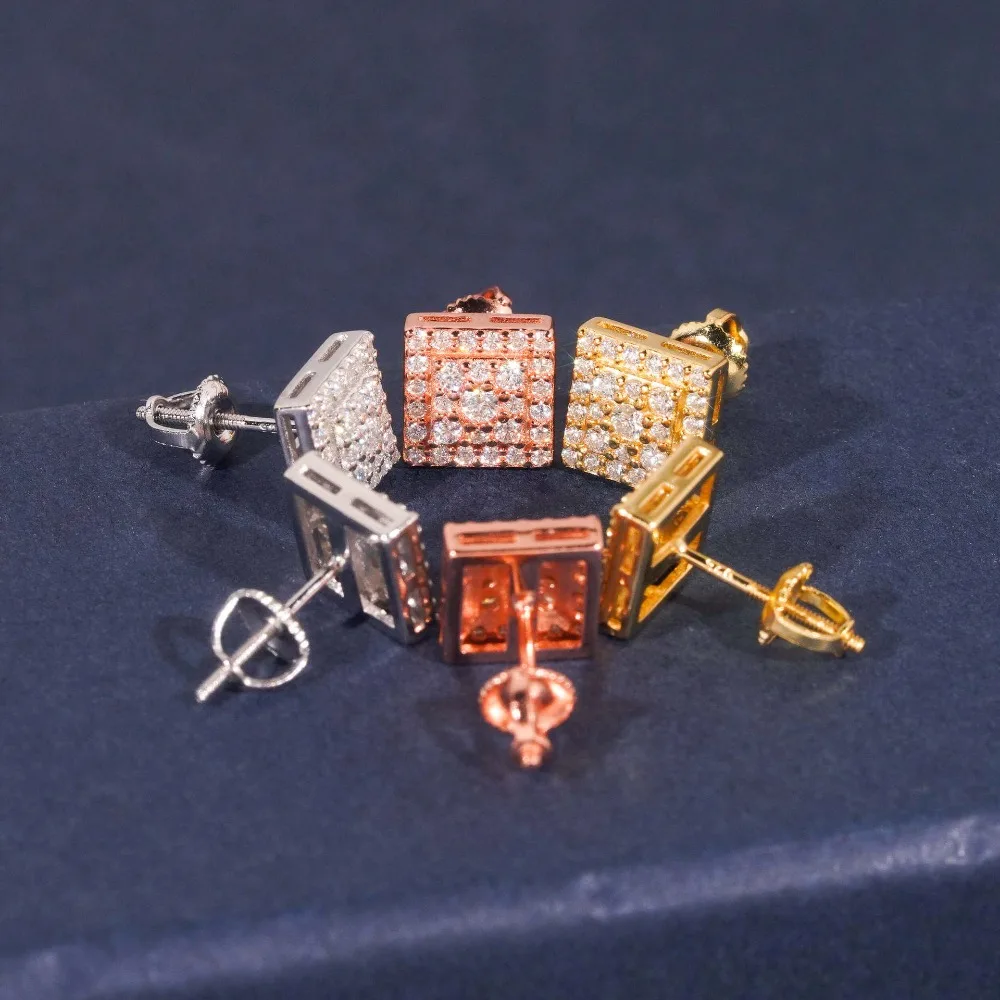 925 Sterling Silber Moissanit Quadratische Ohrstecker VVS1 D-Farbe für Herren und Damen Schraubverschluss Ohrstecker Feiner Schmuck Diamanten Bestehen den Test – Detail 5