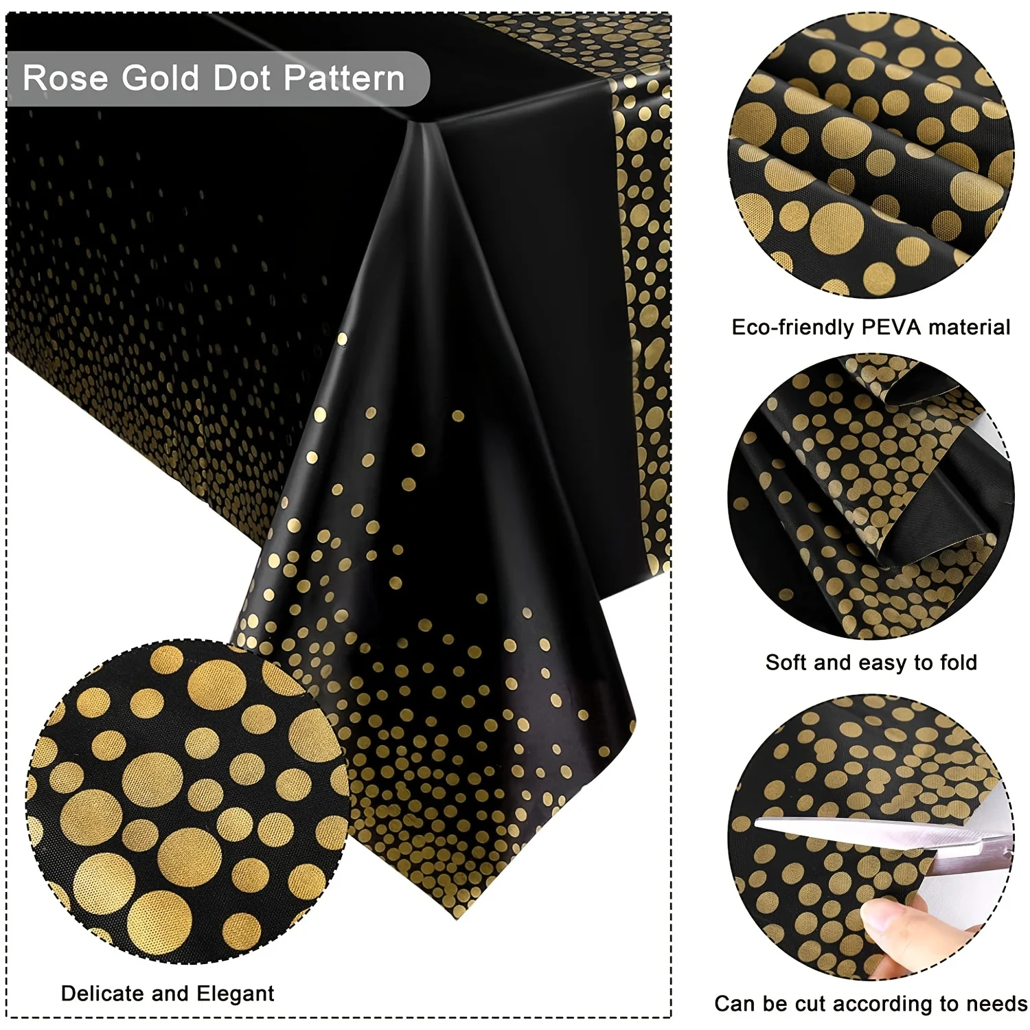 1pc Small Polka Dot Disposable Tablecloth,Thickened Waterproof PEVATablecloth, Home Wedding Birthday Party Decoration,54*108inch