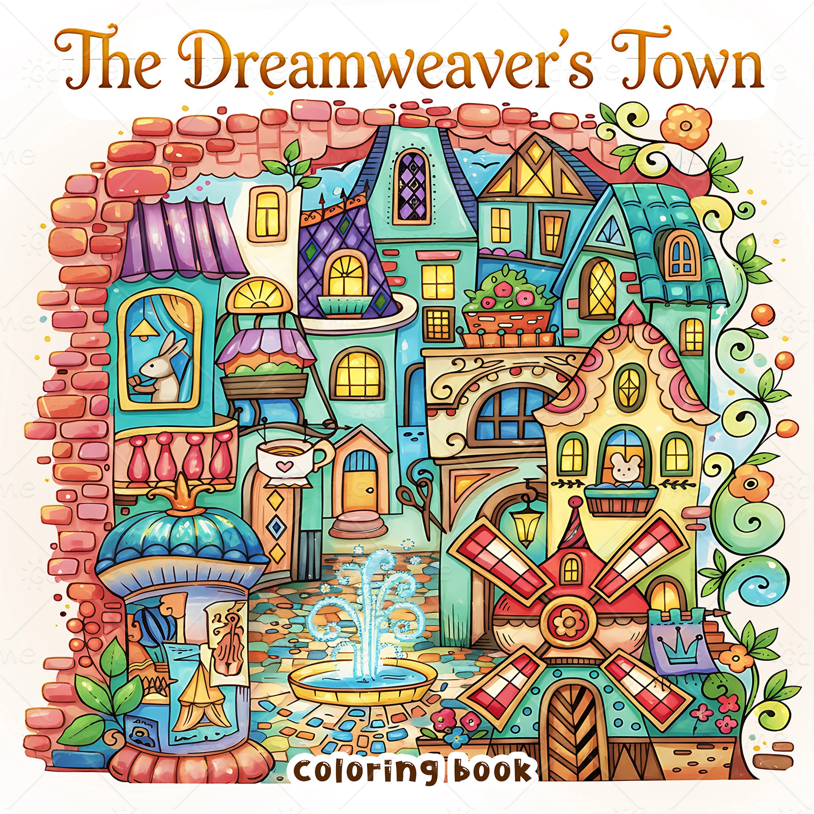 The Dreamweaver's Town Coloring Book for Adults Featuring Cartoon Bold-easy Patterns for Relaxation Kids DIY Painting Drawing