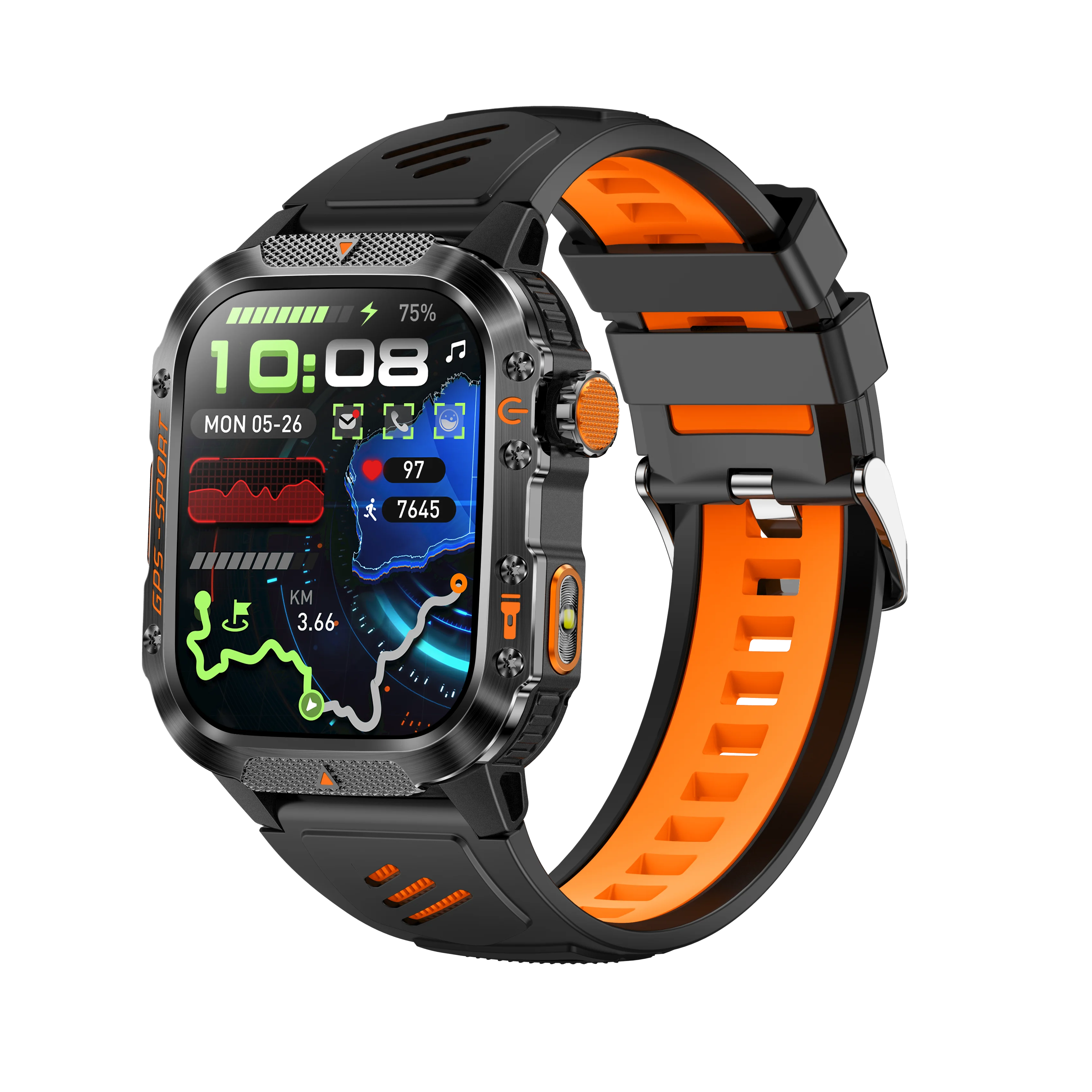 2026 New Men Military GPS Positioning Smart Watch Compass 10ATM Waterproof Swimming 100+ Sport Mode HD Bluetooth Call Smartwatch