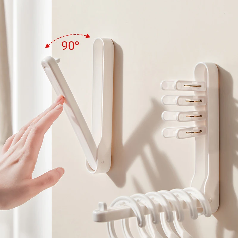 Clothes Hanger Storage Artifact No Punching Bedroom Organization Multifunctional Household Foldable Clip-proof Anti-slip