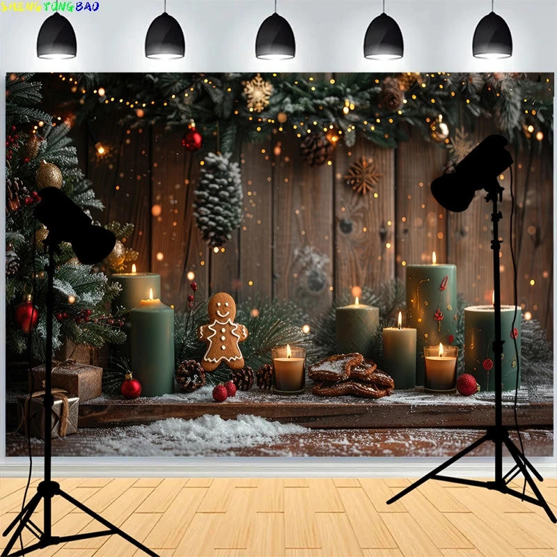 Christmas Tree Gifts Wooden Photography Backdrop Living Room Snowflake Family Party New Year Holidays Studio Background XH-19