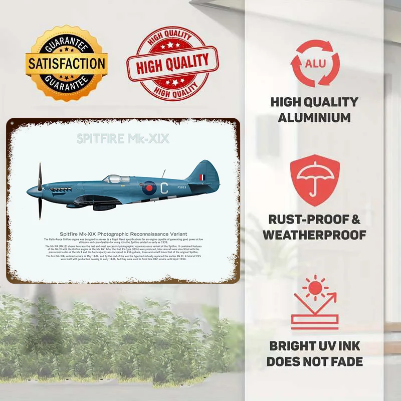 Mk19 Spitfire Recon Tin Poster Customized Wall Art Retro Vintage Metal Signs for Fans Room Decoration Home Decor Accessories
