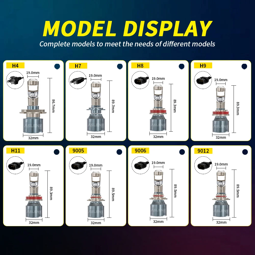 ASLENT H4 H7 Led Projector Lens H8 H11 9005 HB3 9006 HB4 Car Headlight Bulbs Canbus 80W 32000LM Powerful Mini Lamp 12V 24V