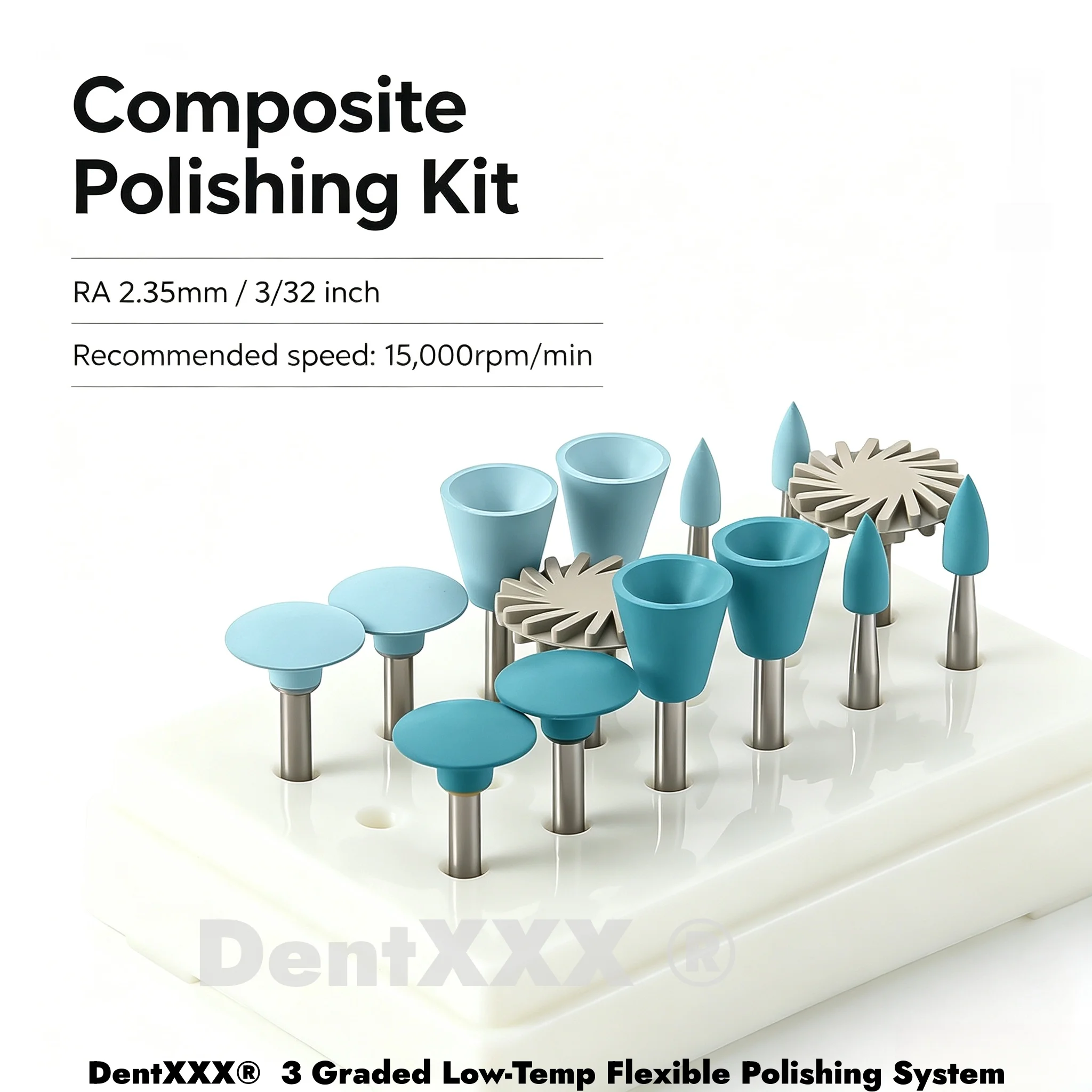 14Pcs Composite Polishing Kit Ra 2.35mm Silicone Rubber Polisher for Porcelain Resin Nail Polishing