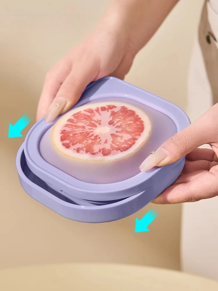 صندوق حفظ الفاكهة المختومة من السيليكون للطعام، صندوق فواكه شفاف إبداعي، صندوق تخزين بنصف الليمون والتفاح