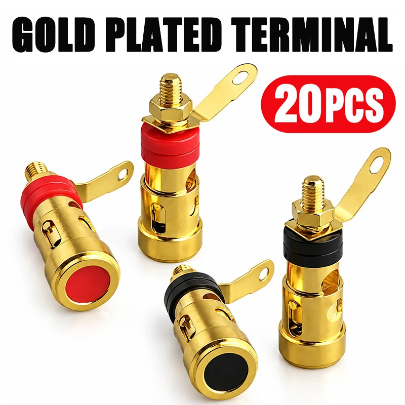 20PCS Small Gold-plated Push-type Spring Terminal Speaker Amplifier Spring Self-locking Socket Push-type Terminal