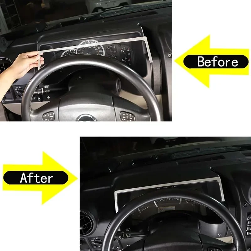 For 2003-2007 Hummer H2 aluminum alloy silver styling car dashboard tachometer decorative frame sticker car interior accessories