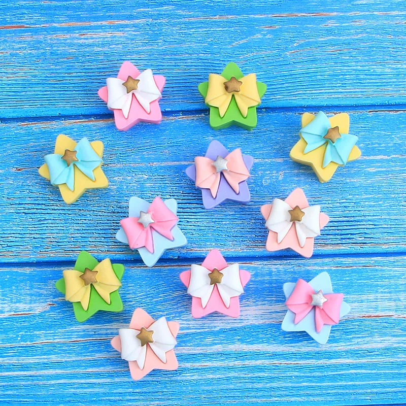 5Pcs Butterfly Bow Star Star Gift Box Resin DIY Shoes Hat Icebox Barrette Mobile Phone Case Scrapbook Cream Glue Flat Back Resin