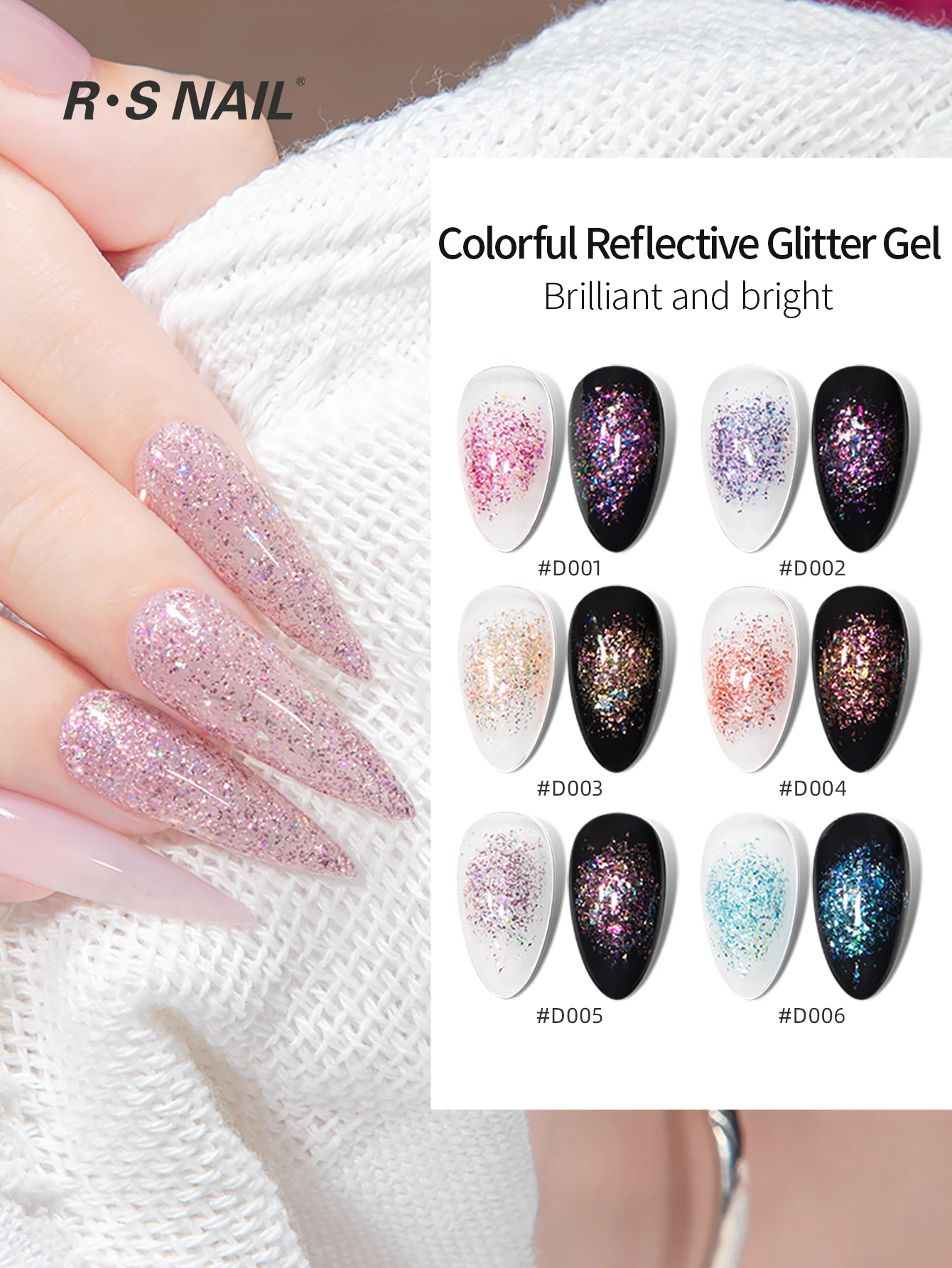 RSNAIL 10 جرام بريق الترتر هلام مسمار البولندية 6 قطعة الربيع الملونة تألق شبه دائم نقع قبالة مسمار الفن هلام مانيكير الورنيش #3