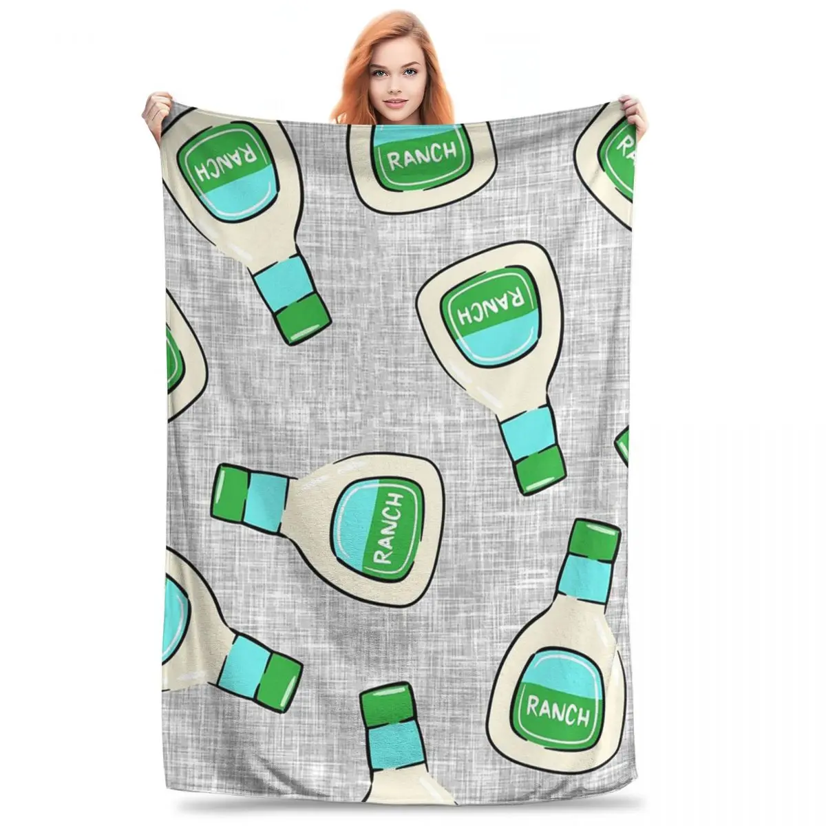 Ranch - Salad Dressing Bottle Blanket Flannel Lightweight Sofa Throw Blankets For Home Bedroom Outdoor Throws Bedspread Quilt