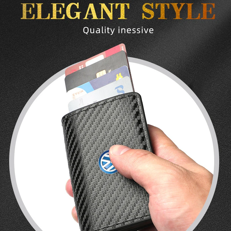 Carbon Fiber Credit ID Bank Card Holder Men Wallets Car Accessories For Volkswagen VW Jetta Golf Beetle EOS GTI MK2 MK4 MK5 MK6