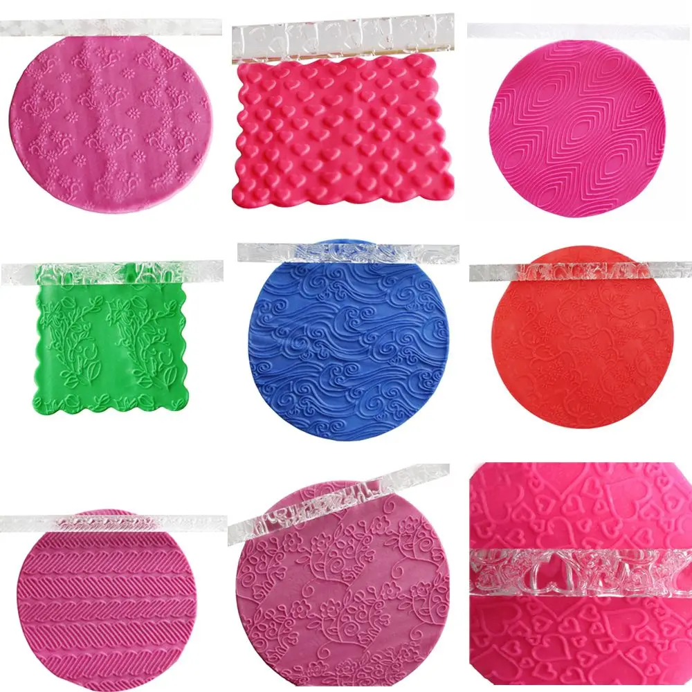 21 Styles New Decoration Acrylic Pastry Roller Embossing Rolling Pin Baking Tools