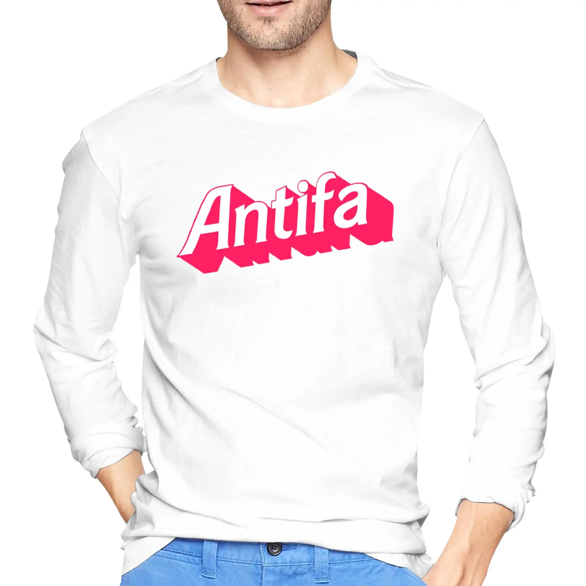 

Мужская футболка с длинными рукавами Antifa, дышащие футболки с круглым вырезом, весенние и осенние мужские топы