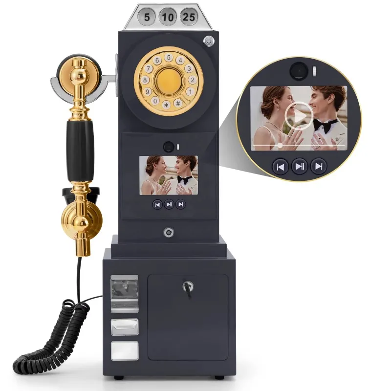 2025 New 1080P HD Video Audio Guest Book Wedding Payphone Wall Mounted Antique Phone Camera Birthday Graduation Party Guestbook