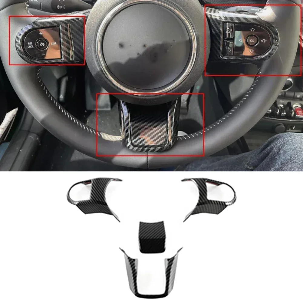 

Для Mini для Cooper F55 F56 2022, накладки на руль из углеродного волокна, улучшают внутренний внешний вид с материалами ABS