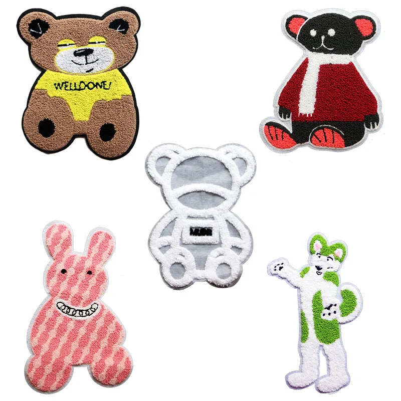 Cute Cartoon Plush Rabbit, Bear And Wolf, Jacket, Sticker, DIY, Animation, Children\'s Sewing Clothing, Embroidery Badge, 1 Piece