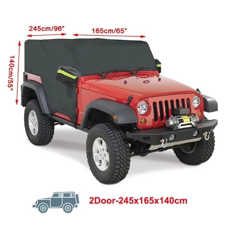 Half Car Cover For JEEP Wrangler TJ 2 Door/4 Door Waterproof Anti UV Sunshade Dust Protector Cover Exterior Accessories Black