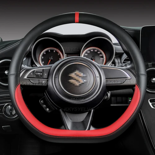 Imagen 2 del producto Protector para volante de coche en forma de D de cuero de microfibra, 38cm, para Suzuki Swift 2017 2018 2019 2020 2021 2022, accesorios deportivos para automóviles