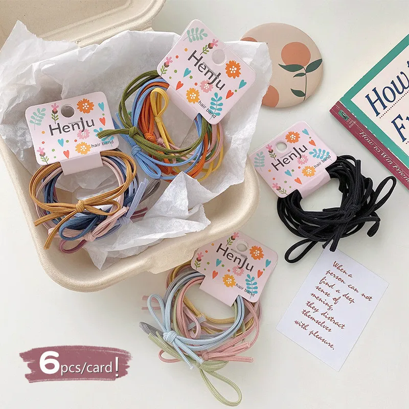 6 Buah Pak Ins Gaya Sederhana Warna Permen Elastis Ikatan Rambut Anak Harian Ikatan Simpul Tali Rambut Wanita Ekor Kuda Pemegang Aksesori