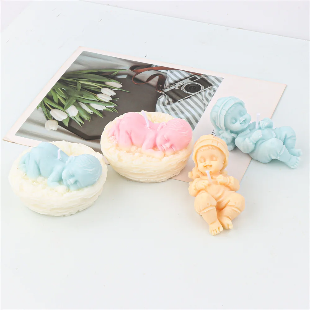 

Wholesale Reusable Sleeping Baby Silicone Mold Making Scented Candle Plaster Chocolate for New Mother Gifts or Decoration