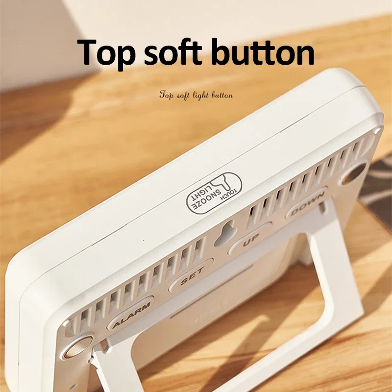 رقيقة جدا بسيطة منبه رقمي درجة الحرارة الرطوبة تاريخ الراحة عرض عرض التصميم المغناطيسي ساعة سطح المكتب الإلكترونية