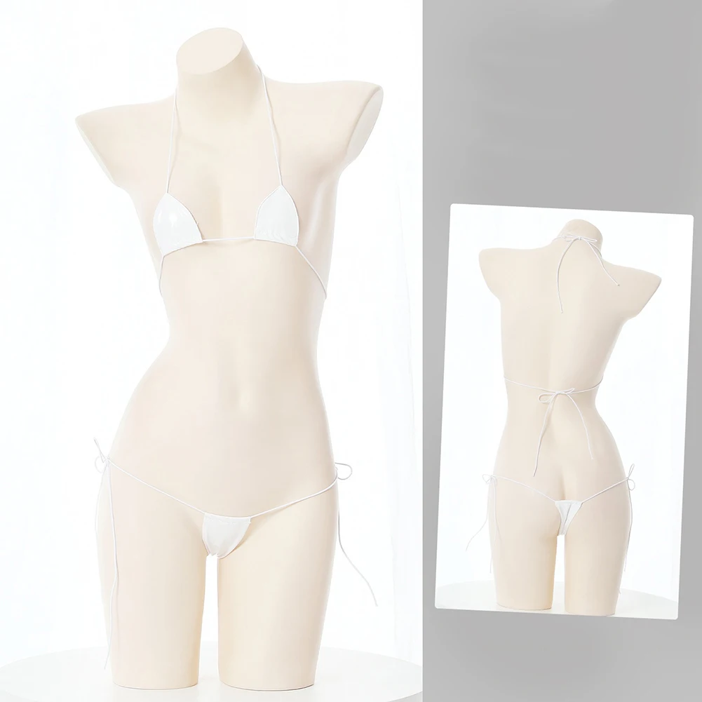 Женское сексуальное женское белье, кожаный бюстгальтер-бикини с Т-образной спинкой, легкий облегающий комплект униформы с лямкой на шнуровке, женское бикини