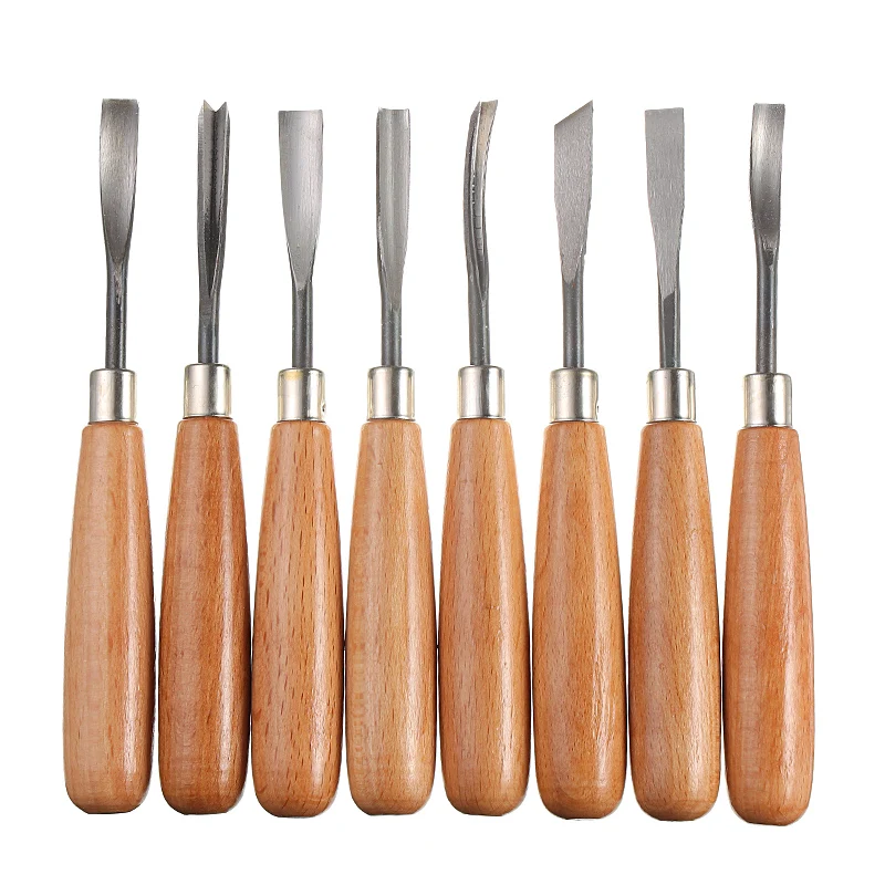 8PCS Two Style Wood Carving Tools Peeling Woodcarving Chisel Woodworking Cutter Woodpecker DIY Hand Tool Hand Tool Set New