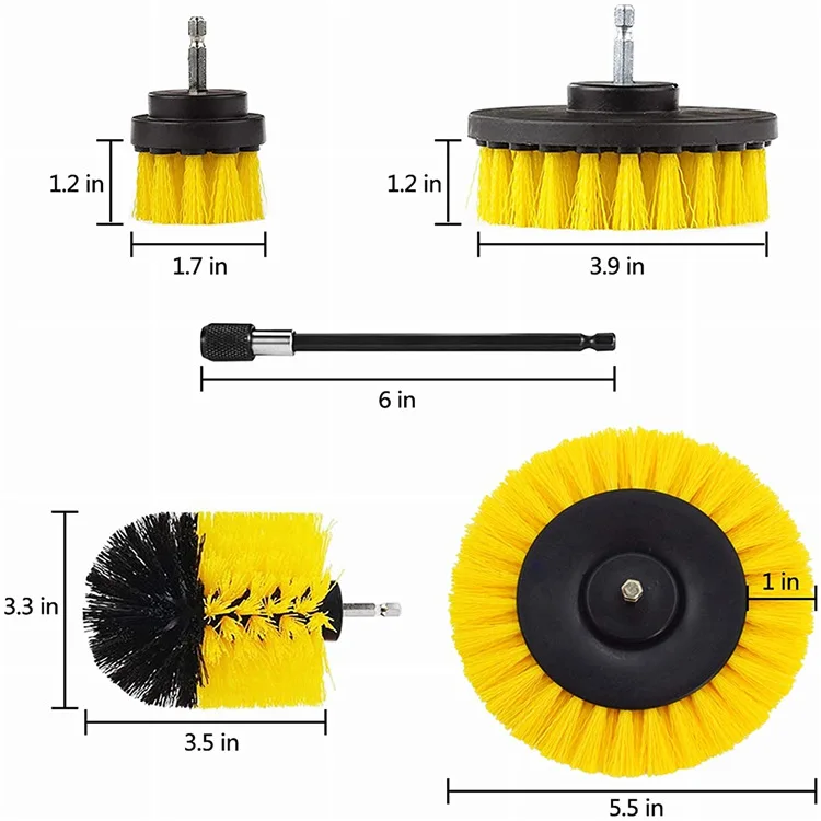 Drill Brush Attachment Set Power Scrubber Wash Cleaning Brushes Tool Kit with Extension for Clean Car Wheel Tire Glass windows