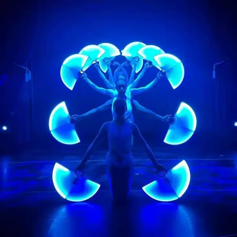 

LED Luminous Fans Stage Show Props Jazz Dance Creative Multi-color Glowing Semicircle Fan Bar Nightclub Atmosphere Props
